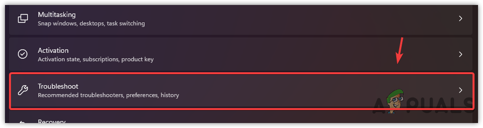 Navigate to Troubleshoot