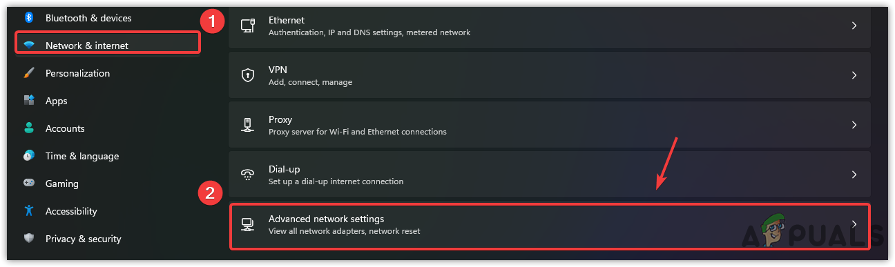 Navigating To Advanced Network Settings