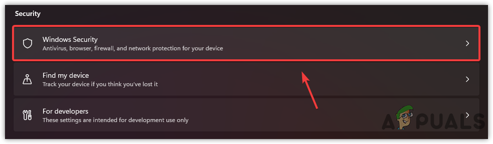 Navigating to Windows Security