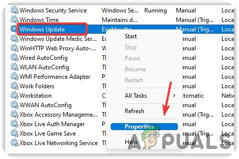 Opening Service Properties