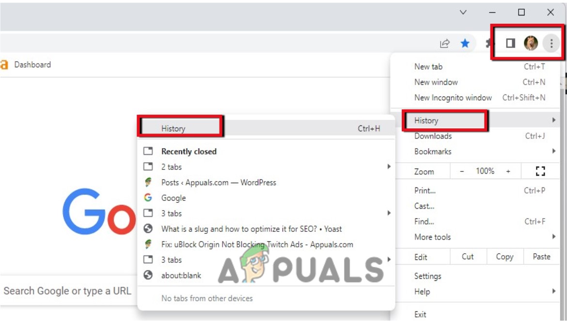 Opening the History Browser of Chrome