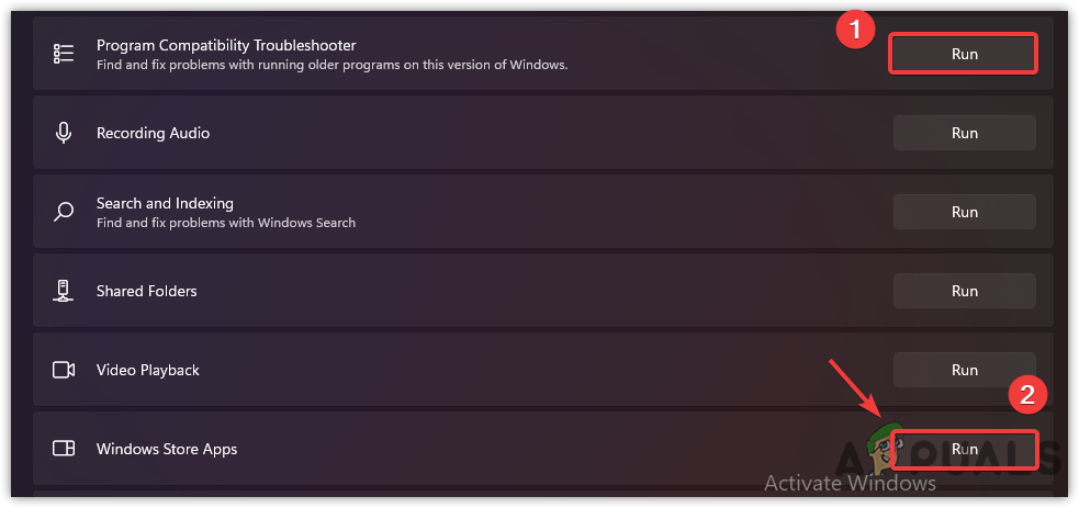 Run Program Troubleshooters