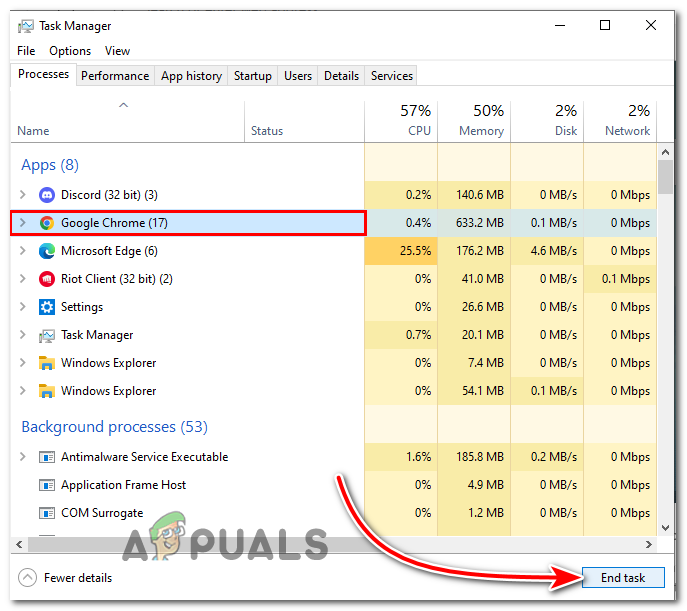 Select Unnecessary Application and Click on End task