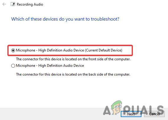 Select Microphone to Start the Process