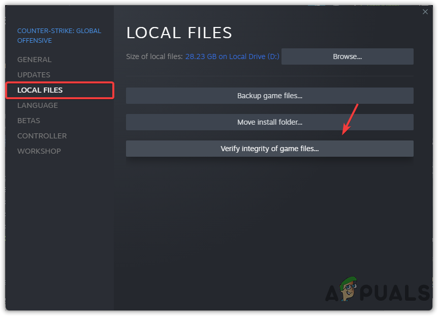 Verifying CSGO Game Files
