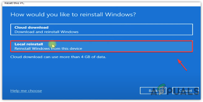 Click Local Reinstall