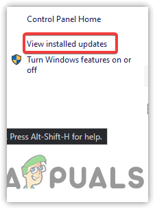 Click to View Installed Updates