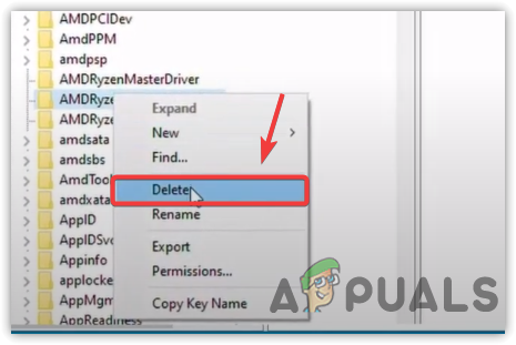 Delete AMD Ryzen Master Registry Folder