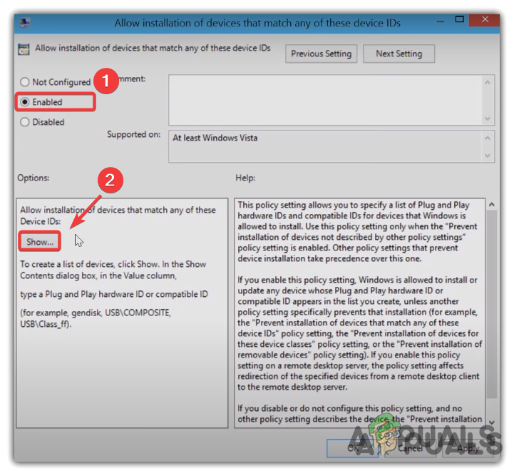 Enabling Device Installation Restriction
