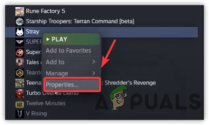 Go to Game Properties