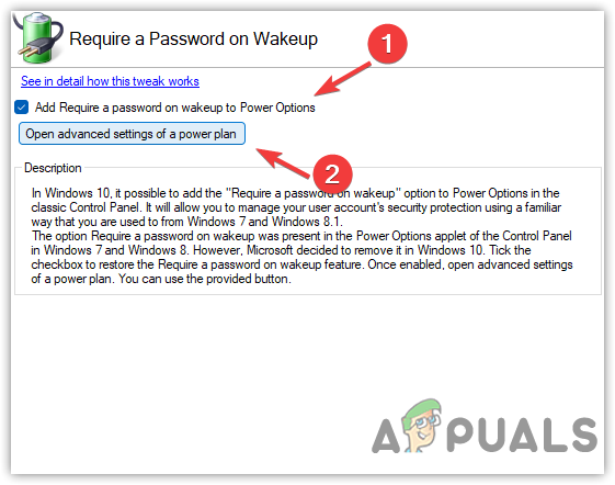 Launching Advanced Settings For a Power Plan