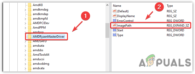Navigating to AMD Ryzen Master Driver Registry Settings