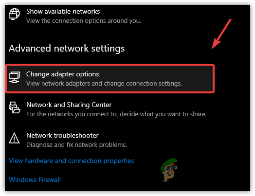 Open Advanced Network Settings