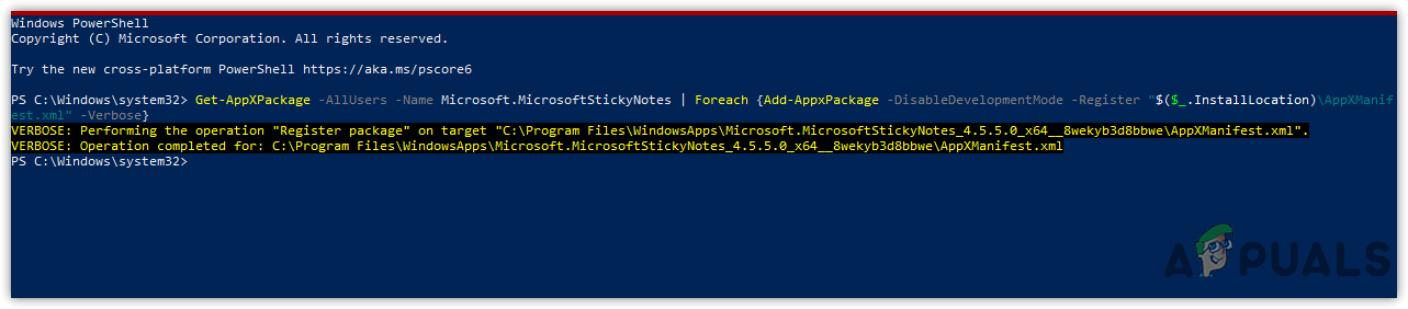 Re-Register Sticky Notes App