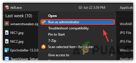 Run RKill with Administrator