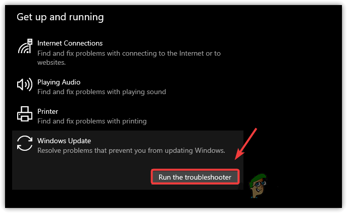 Run Windows Update Troubleshooter