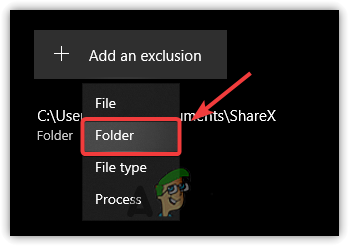 Navigating to Exclusions Settings