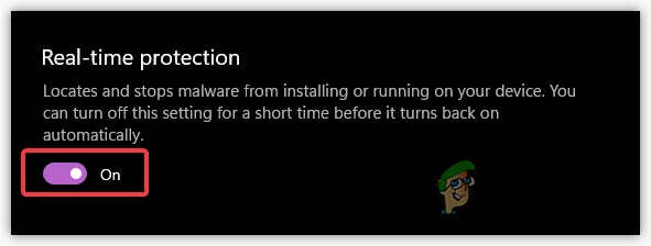 Turning off the Real time protection