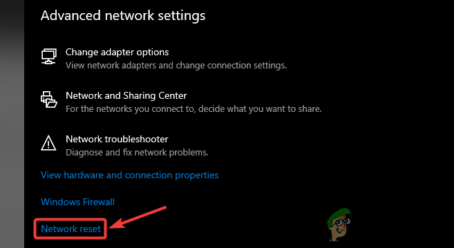 Click on Network reset