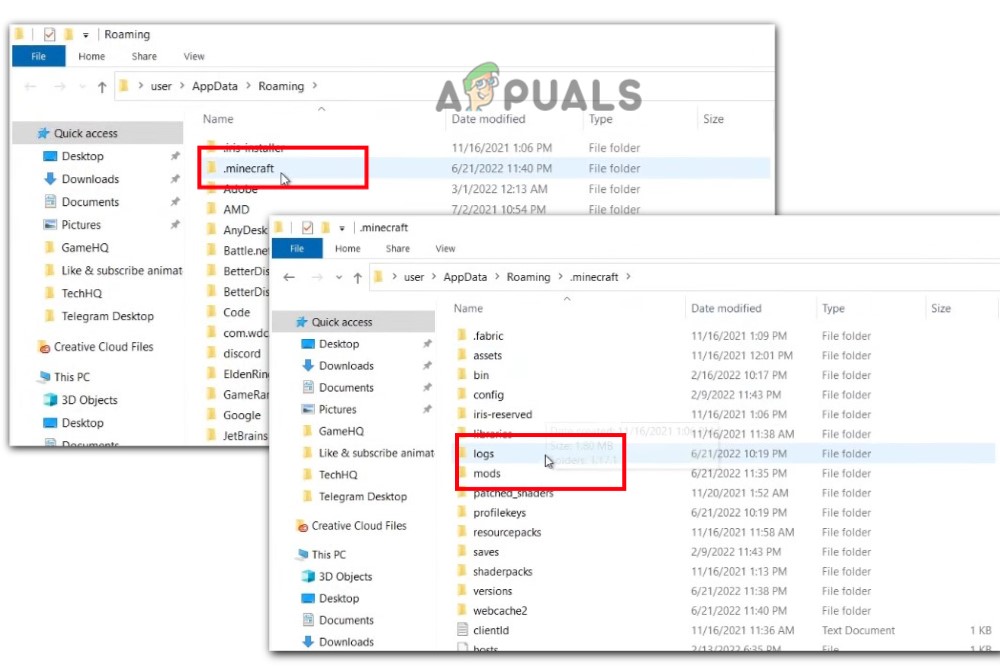 Disable the Minecraft Mods