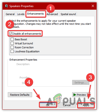 Disabling Audio Enhancement