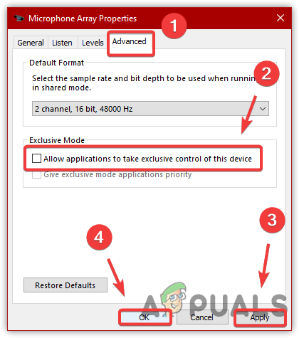 Disabling Exclusive Mode of the Driver