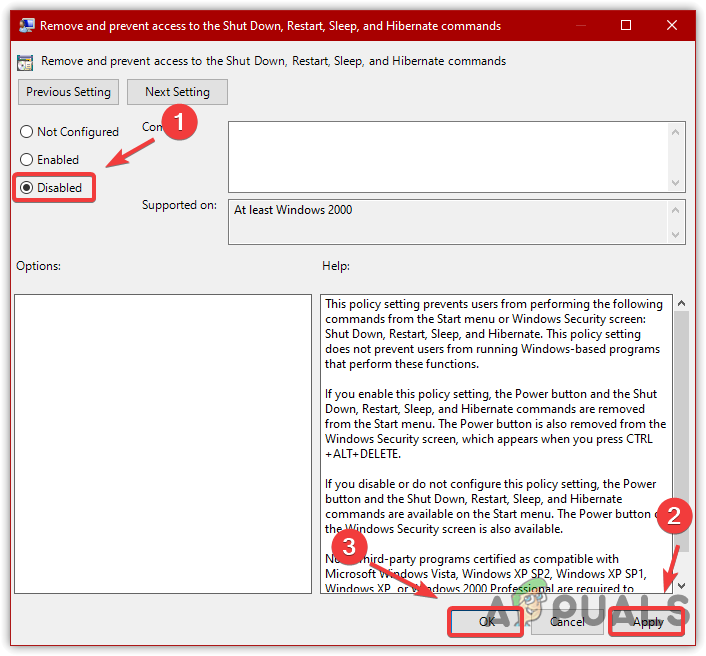 Disabling Remove and Prevent Access to Shut Down