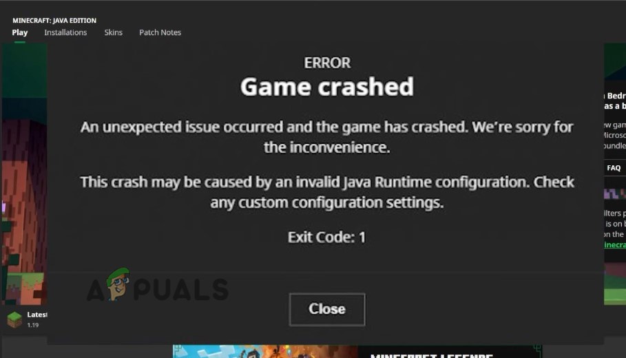 Fix Exit Code 1 Crash Error On Minecraft Java Edition Appuals