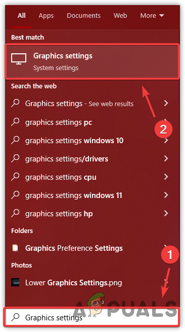 Proceeding to Graphics Preference Settings