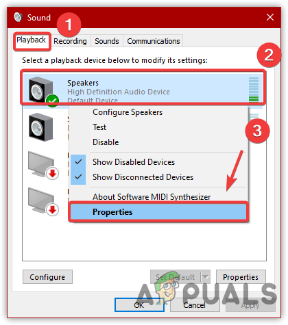 Navigating to Sound Properties