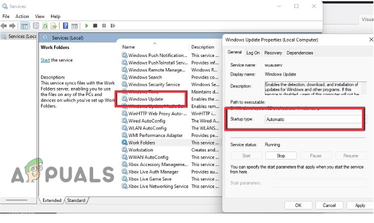 Restart the Windows Update Services