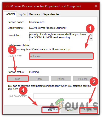 Restarting DCOM Service