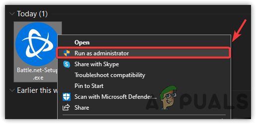 Run Battle.net-setup With Administrator