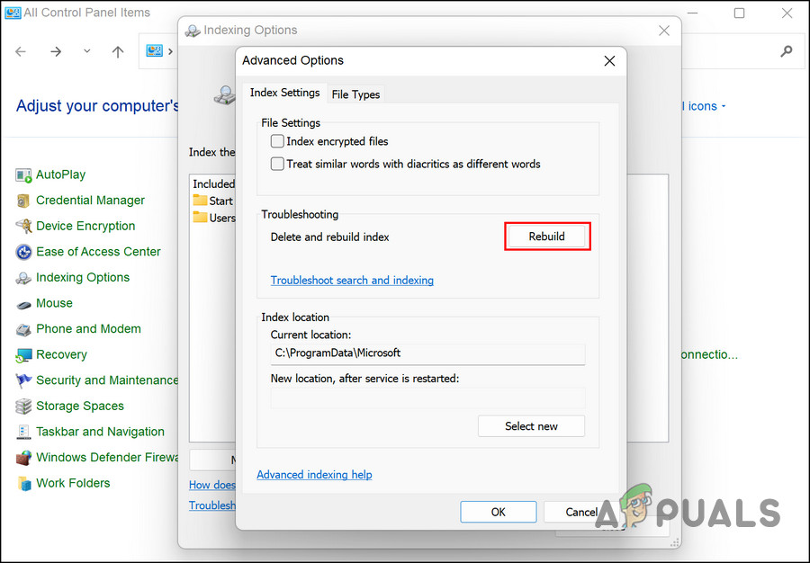 No results found error