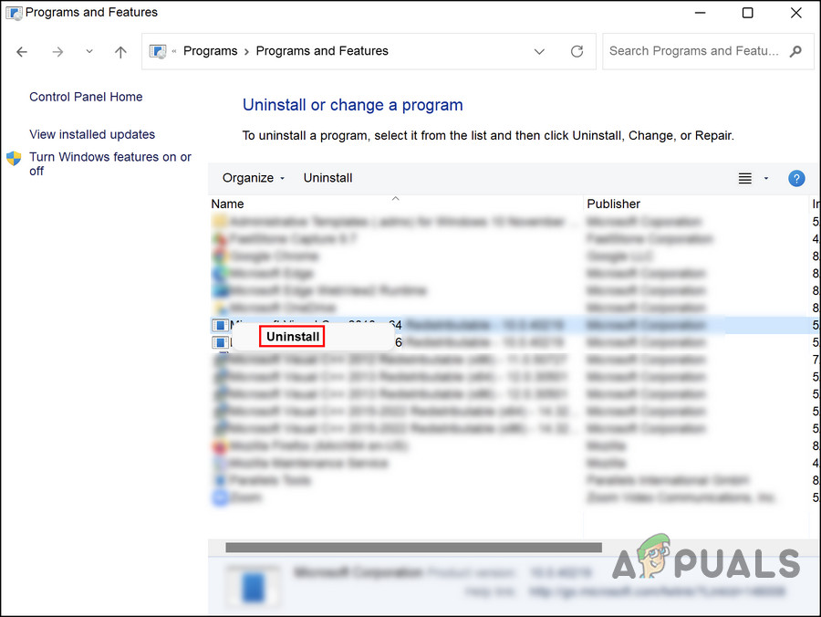 Uninstall the program