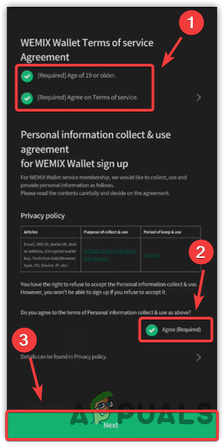 Accepting Terms and Conditions