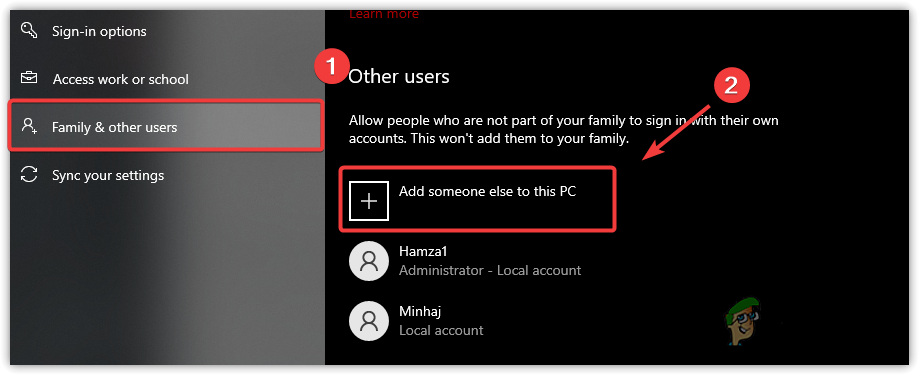 Proceeding to create a Local Account