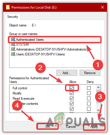 Editing Disk Permissions