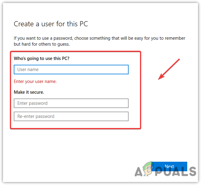 Typing Username And Password