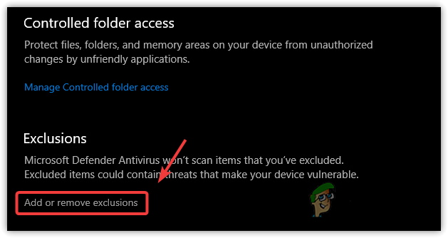 Opening Exclusions Settings