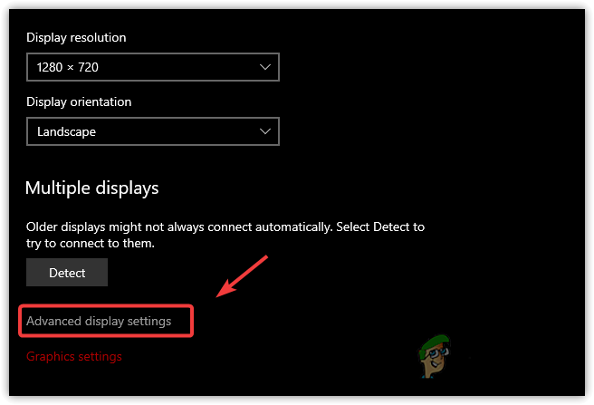 Opening Advanced Display Settings