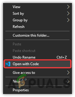 Opening Directory in VS Code
