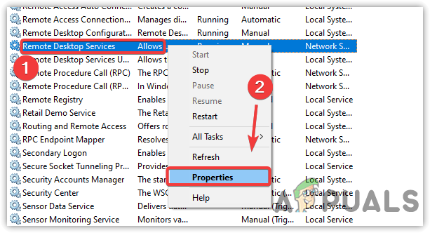 Opening Service Properties