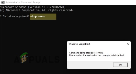 Run slmgr rearm command