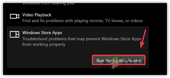 Running Windows Store Apps Troubleshooter