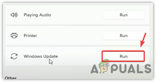 Running Windows Update Troubleshooter