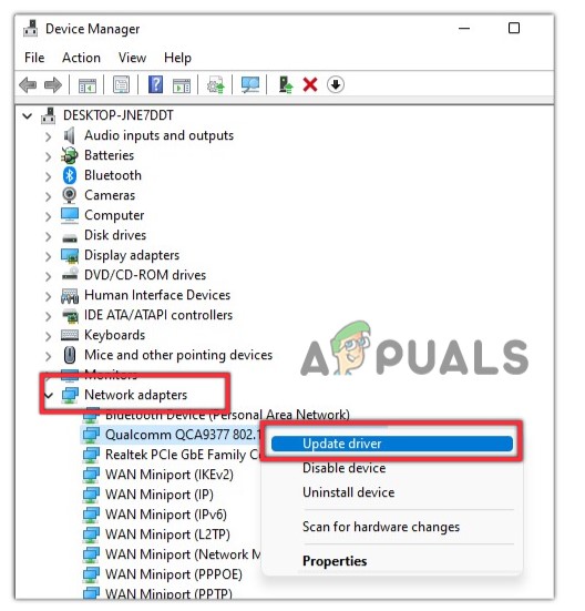 Update the Network Adapters