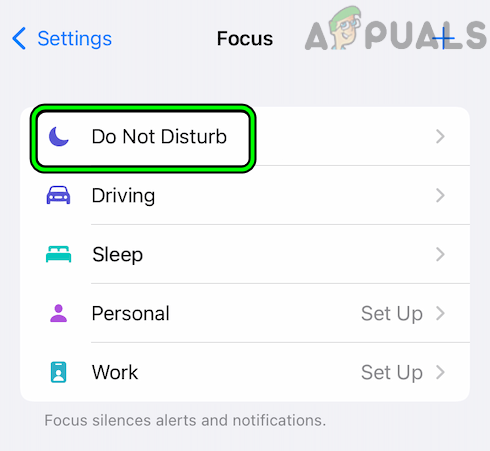 Open Do not Disturb in the Focus Settings of the iPhone