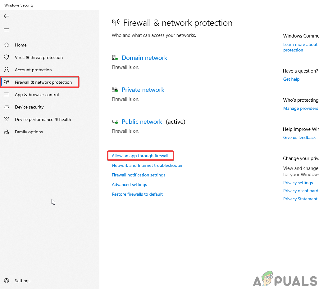 allow an app through firewall