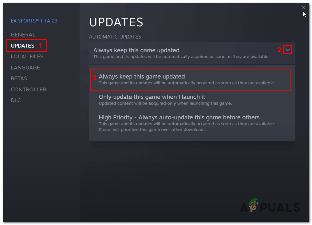 Updating FIFA 23 to the latest available version